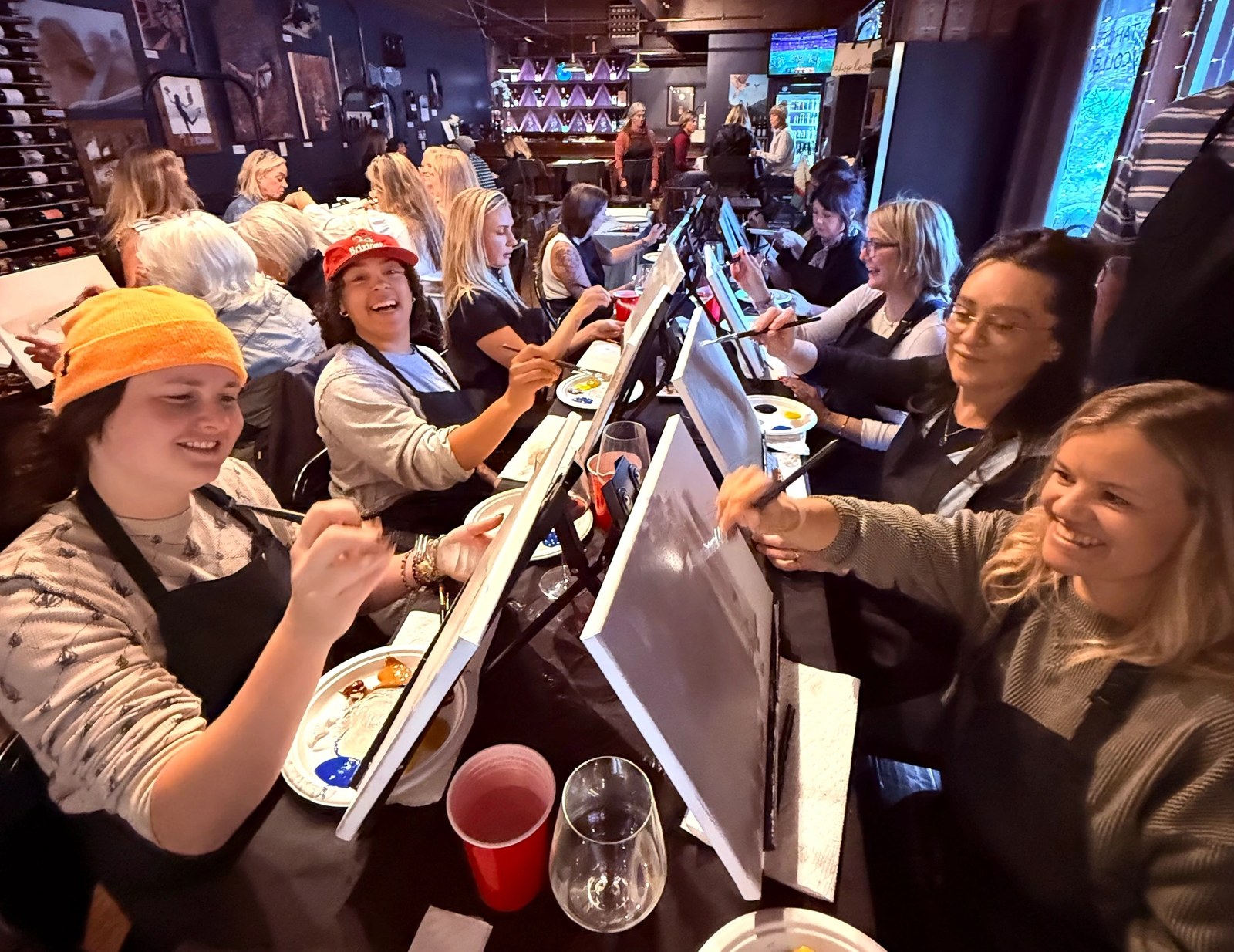 Paint and sip at a Tahoe wine bar